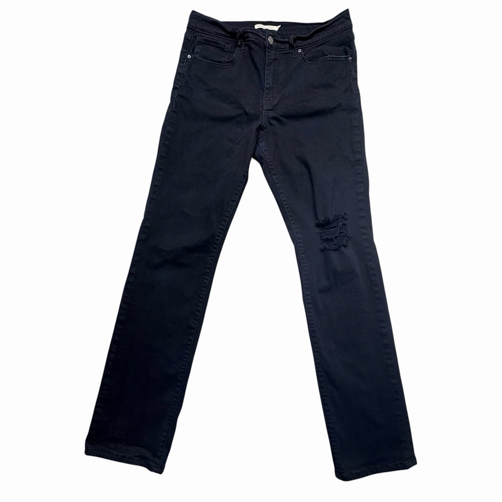 Levi's Women's Black‎ Distressed Straight Leg Stretch Jeans W31 L32